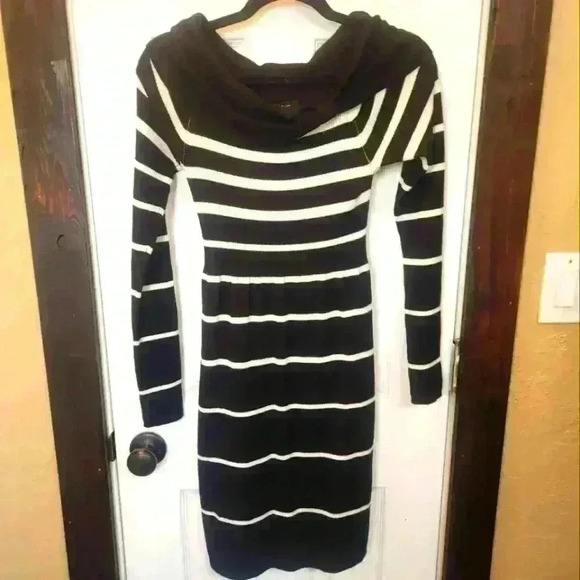 White House Black Market Dresses & Skirts - White House Black Market Sweater Dress Size XS Off The Shoulder Striped Holiday